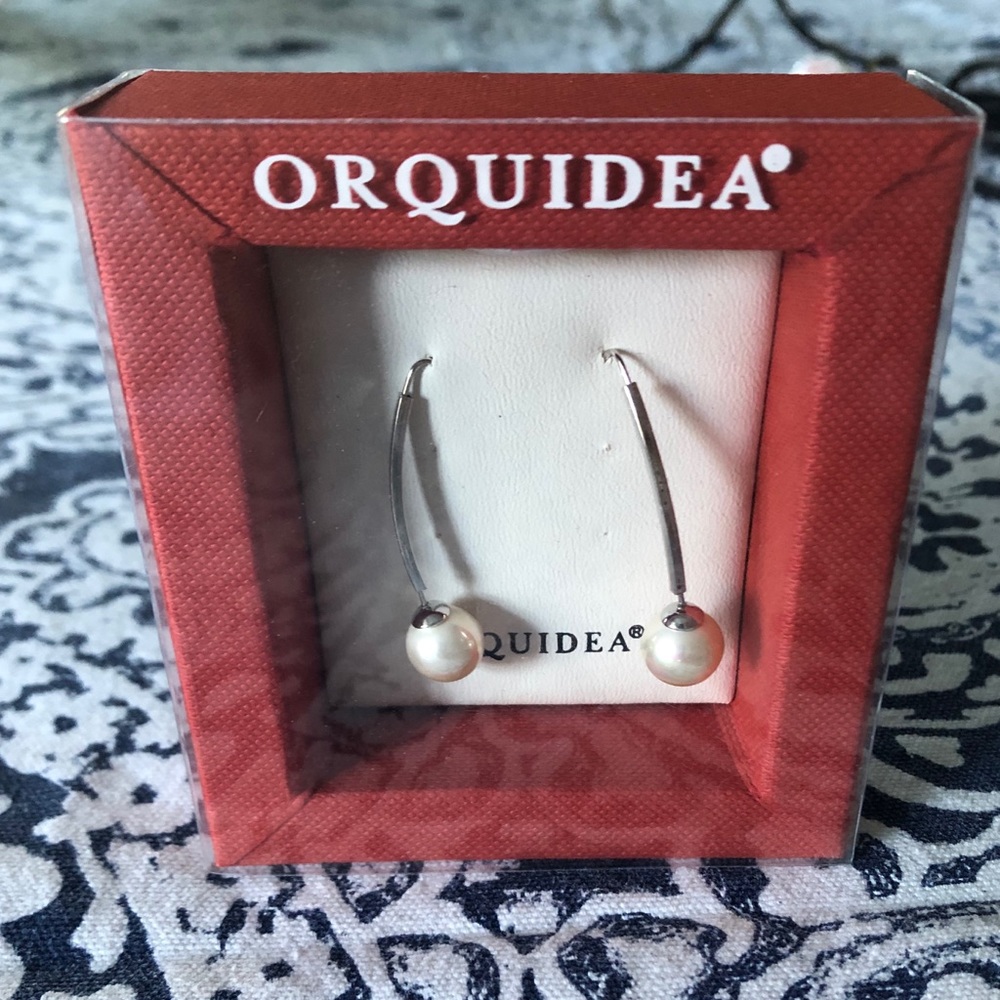 Orquidea original silver drop earrings with pearls